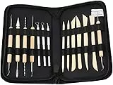 Lrocotanc 14-teiliges Werkzeugset für Ton und Keramik – Professionelle Holz- und Stahlwerkzeuge zum Modellieren, Schnitzen und Gestalten – Inklusive Tragetasche
