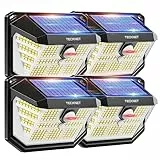 TECKNET Solarlampen für Außen, 【4 Stücke】 231 LED Solarlampe 300° Superhelle mit Bewegungsmelder 3 Modi IP65 Wasserdichte Wandleuchte für Wand Post Pathway Garten Garage