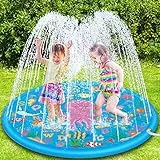 Lubibi Splash Pad,170cm Sprinkler Wasser-Spielmatte Splash Play Matte,Spritzschutz,Baby-Pool zum Lernen,Outdoor Sommer Garten Aufblasbares Wasserspielzeug für Baby,Kinder,Hund und Haustiere