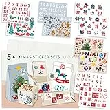 Aufkleber Weihnachten: 325 Schöne Weihnachts Sticker und Zahlenaufkleber 1-24 im Set mit 10 Bögen – Aufkleber Adventskalender Zahlen, Weihnachts Aufkleber – Weihnachten Sticker Adventskalender LIVAIA