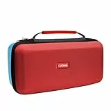 GXTrust 1252RB XL Tasche für Nintendo Switch 2, Switch Hülle mit Stoßfeste Design, Tragegriff, Aufbewahrung für Joy-Con, Schutzhülle mit Tasche für Handgelenksriemen und 12 Spiele, Rot / Blau