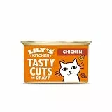 Lily’s Kitchen Aus Natürlichen Zutaten hergestellt Leckere Stücke in Soße mit Hühnchen Ausgewachsen Nassfutter für Katzen 70 g Dose