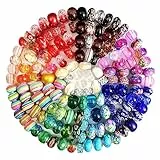 TOAOB 84 Stück Silber Glasperlen Europäische Perlen 14 x10.5 mm für Charms Schmuckherstellung Armbänder Halsketten