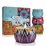 Duftkerzen,4 Stück Duftkerzen Kleine Geschenksets für Frauen Sie 500g, Kerzen in Dosen Mit Natürlich Sojawachs Kerzenset für Raumduft, Kerzen Set Aromatherapie für Muttertag Geburtstag Bad Yoga
