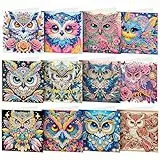 CAYUDEN Diamond Painting Karten Set, 12 Stück Diamant Malerei Karten, DIY Handgemachtes Diamond Painting Grußkarte mit Umschlag Set, 5D Diamant Malerei Grußkarte für Freunde, Familie