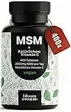 MSM Tabletten Hochdosiert - 400 Stück - 2000 mg MSM + Natürliches Vitamin C - Alternative zu Kapseln - Vegan & Produziert in Deutschland - Laborgeprüft - Verpackung kann variieren