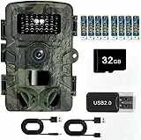 ZYJDGNNY 2,7K HD Wildkamera mit 64G SD-Karte, Bewegungssensor, Nachtsichtkamera, wasserdichte Outdoor Tierkamera ohne Blendung, Fotofalle Wildkamera Jagd