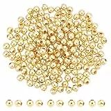 UNICRAFTALE 200pcs 4mm Gold Perlen Runde Distanzperlen Edelstahl Perlen Zum Auffädeln Metall 1.5 mm Kleine Loch Perlen für Armbänder Glatte Perlen Set Für DIY Armband Halskette Schmuckherstellung