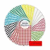 AVERY Zweckform 59994 selbstklebende Markierungspunkte 3.328 Stück (Ø8mm, 8 Farben mit je 416 Klebepunkten auf 4 Bogen, Farbcodierung, runde Aufkleber für Kalender, Planer und zum Basteln, Papier)