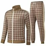 W JIANWANG Trainingsanzug Herren Fußball Traningsanzuganzug Sportanzug Freizeitanzug Sport Jogging Anzug Für Männer Trainingsanzüge Fussball Laufanzug Jogginganzug Set Braun 2301 XL