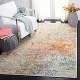 SAFAVIEH Zeitgenössische Teppich für Wohnzimmer, Esszimmer, Schlafzimmer - Madison Collection, Kurzer Flor, Grau und Türkis, 160 X 229 cm
