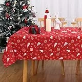 CAROMIO Tischdecke Abwaschbar Weihnachtstischdecken Rechteckige Tischdecke Wasserfeste Tischdecke für Home Restaurant Party,138x275cm