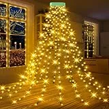 GYLEFY Lichterkette Weihnachtsbaum, 16 Stränge 3M 480LED Christbaumbeleuchtung mit Ring, Lichterkette IP65 Wasserdicht Timer 8Modi Christbaumbeleuchtung für Weihnachtsdeko Außen Innen-Warmweiß Glühend