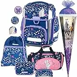 Generisch Schneiders Ergolite Schulranzen-Set für Mädchen (11 teilig mit Sporttasche und Tüte, Bloom)