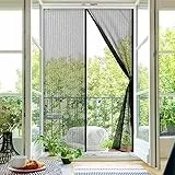 casa pura Fliegengitter Magnetvorhang für Balkontür, Terrassentür & Kellertür - einfache Klebemontage ohne Bohren - Insektenschutz Vorhang Tür (Gestreifter Garn, 100 x 220 cm, Sam)