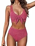 Hanna Nikole Badebekleidung für Damen, Bikini Set Badeanzug Bauchweg,Push Up Bademode Textured Bikini-Oberteil Und High Waist Bikinis Hose, Bescheidene Schwimmanzug Curvy Strandmode