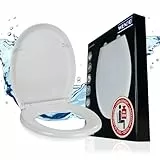 WENKO WC-Sitz Rieti, hygienischer Toilettensitz mit Absenkautomatik, stabiler WC-Deckel bis 350 kg belastbar, mit Fix-Clip Befestigung, aus antibakteriellem Duroplast, Weiß