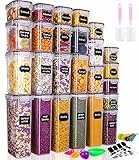 25er Vorratsdosen Set(9x0.8L+6x1.4L+5x2L+5x2.8L)Luftdicht Vorratsbehalter mit Deckel Aufbewahrungsbox Küche Organizer Kunststoff Frischhaltedosen für Spaghetti,Mehl,Müsli,Cornflakes
