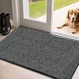 Mibao Fußmatte Innen 60 x 90 cm, Schmutzfangmatte für den Eingangsbereich, Türmatte, rutschfeste, Super Saugfähige Willkommen Matte Teppich für Haustür, Hintertür, Schuhe und Pfoten, Schwarz