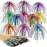 VITEVER 100 Stück Cocktail Picks, 23cm lang Cocktailspieße, Neue Doppelschicht mehrfarbig Cocktail Feuerwerk Deko, Glitzer Cocktail Schirmchen für Party Geburtstagsbars Getränke