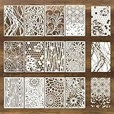 12 Stück Blumige Texturen Schablonen Set,Abstrakte Schablonen Malen,Wiederverwendbare PET Malschablonen,DIY Stencil mit Blumen,Ziegel, Baum und Insektenmotiven,für DIY,Möbel,Holz,Boden(Insekten)