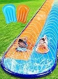 SLOOSH 22,5ft x 62in/685,8*157,5cm Doppelte Rasen-Wasserrutsche, robuste Wasserrutsche mit Sprinkler und 2 aufblasbaren Boards für Kinder und Erwachsene, Sommerparty, Garten, Außen-Wasseraktivitäten