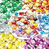 AiYoYo 650g Bunte Mosaiksteine Set Glitzernde Glasstücke für erwachsene Kinder DIY Polygonal Verschiedene Mosaik für Heimdekoration Basteln