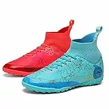 VTASQ Fußballschuhe für Jungen und Mädchen, Astroturf-Sneaker, Junior-Fußballschuhe, für drinnen und draußen, rutschfest, Unisex, Größe 43, 46, 46, 47, 47, Rot Türkis, 31 EU
