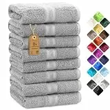 NatureMark 8 Handtücher Set - 100% Baumwolle - Saugfähige und langlebige Handtücher, Größe 50×100 cm, Silbergrau