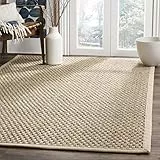 SAFAVIEH Naturfaser Teppich für Wohnzimmer, Esszimmer, Schlafzimmer - Natural Fiber Collection, Kurzer Flor, Natur und Beige, 152 X 244 cm