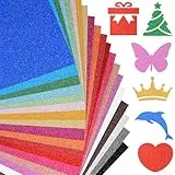 A4 Glitzer-Karton, 20 Bögen in 20 verschiedenen Farben, abriebfester Karton für Cricut, glänzendes Papier für Kartenherstellung, Bastelarbeiten, Scrapbooking und DIY-Projekte, 250 g/m²