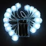 LightsGo Batteriebetriebene LED-Lichterkette in Schneeballform, 40 LEDs, 4 m, Kaltweiß