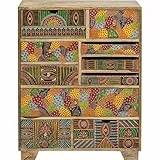 Kare Design Kommode Paradise, Mango Massivholz, Schubladenschrank, handgearbeitet, Stauraum, Wohnzimmer, Flur, Patchwork Muster, bunt, Höhe 88 cm