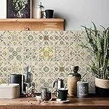 HORIWE Fliesenaufkleber Mosaik Wandfliese Aufkleber 24 Stück PVC Fliesensticker Fliesen Marokko Selbstklebende Tapete Wasserdicht Wandaufkleber für Küche,Schrank,Möbel,Tisch