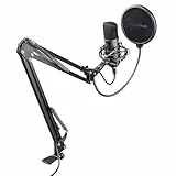 Trust Gaming 22400 GXT 252 Emita Plus Studio USB Mikrofon mit Arm und Popfilter, mit Nierencharakteristik für PC, PS4 und PS5, Streaming, Podcast, Voice-over - Schwarz