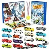 Adventskalender 2025, Kinder Zurückziehen Autos Spielzeug, Sportwagen Rallye-Auto Rennspielzeug, 24 Tage Weihnachtskalender Geschenk für 3-12 Jahre alt Jungen Mädchen