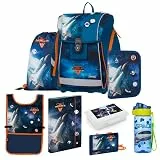 OXY BAG Schulranzen 8 TLG Ergonomische Schulrucksack Set Sportbeutel Federmappe Kunstponcho Trinkflasche Snackbox Schulset mädchen für 1. - 3. Klasse Back to School