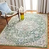 SAFAVIEH Boho Teppich für Wohnzimmer, Esszimmer, Schlafzimmer - Madison Collection, Kurzer Flor, Silber und Elfenbein, 120 x 120 cm