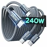 LISEN 240W USB C auf USB C Kabel [2 Pack 2M] PD3.1 Schnellladekabel USB C Kable USB C Ladekabel Soft-Geflochtenes Nylon USBC Ladekabel für iPhone 17 16 Pro Max Samsung Galaxy S25 S24 iPad MacBook Pro