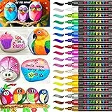 RATEL Acrylfarbe Stifte, 18 Farben Marker Acrylfarbe Premium Wasserdicht Permanent Kunst Malerei Set für Felsmalerei, Basteln, Keramik, Glas, Leinwand Mittlere Spitze