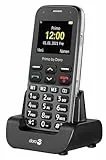 Primo 218 by Doro GSM Mobiltelefon mit großem Fardisplay, Notruftaste, Taschenlampe, Ortung, inkl. Tischladestation, graphit, 360034
