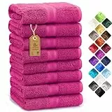 NatureMark 8 Handtücher Set - 100% Baumwolle - Saugfähige und langlebige Handtücher, Größe 50×100 cm, Pink