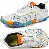 Barfußschuhe Herren Damen Breite Barfussschuhe Traillaufschuhe Weit Five Finger Zehenschuhe Minimalistische Zero-Drop Sohlen Wanderschuhe Fitnessschuhe Komfort Leicht Laufschuhe Unisex(Weiß 43EU)