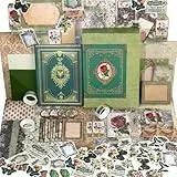 Funto Scrapbooking-Set (185 Teile), Mittelalter Kapitel - Grüner Wald, Perfekt für Bullet Scrapbooking Materialien, Planner DIY Handwerk Collage.