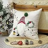 Lewondr Weihnachten Kissenbezüge 18x18 Zoll, Luxus weichen Samt Leinwand werfen Kissen Hülle Stickerei Weihnachtsmann Buchstaben dekorative Kissenbezug für Bett Home Decor Wohnzimmer
