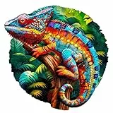 Jigfoxy Holzpuzzle Erwachsene, Chamäleon Puzzle Erwachsen, Wooden Puzzle Holz Puzzle Erwachsen Und Kinder, Einzigartiges Lernspielzeug in Tierform für Freunde der Familie L-34.5 * 34.3cm-300pcs