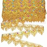 Spitzenband Goldborte Pailletten Spitzenbesatz 9m Vintage DIY