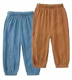 JUIYNIZT Baby Kinder Baumwolle Sommerhosen Moskito Proof Dünne Lange Hosen Jungen Mädchen Lose Laternenhosen 2er Pack（B, 104）