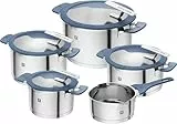 ZWILLING Simplify Kochtopf-Set 5-teilig, Mit Ausgießfunktion, Stay-Cool-Griffe, Induktionsgeeignet, Edelstahl, Tauben-Blau