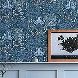 Livingwalls Blumentapete Blau Weiß Grau Orange - Famous Garden 393494 - Vliestapete - 10,05 m x 0,53 m - Made in Germany